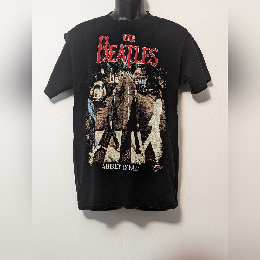 Men's The Beatles Abbey Road Embroidered Rock & Death Black Shirt Size Medium
